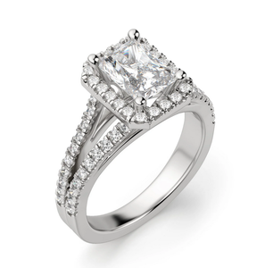 Anillo de compromiso de moissanita de Halo dividido de corte radiante, alianza de boda de plata esterlina con diamante para fiestas, exportación a la India - Product Image 2