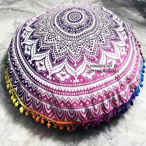 Modern Style Cotton Printed Poufs <b>Cushions</b>/Ottomans Contemporary Fabric Floor <b>Cushions</b> <b>for</b> Living Room Decor Wholesale India - Product Image 1