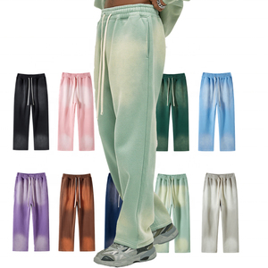 Custom logo High Quality Acid Wash <b>Jogger</b> Pants Loose Men Wide Leg Bottom Distress Pant Thick Cotton Vintage <b>Stacked</b> Sweat Pants - Product Image 1