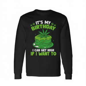 Maglietta a maniche lunghe con foglia di marijuana Stoner 420 - Promozionale per il mio compleanno - Product Image 3