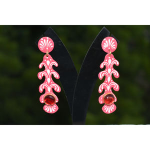 Pendientes de aro dorados para niñas y mujeres, partywear meenakari tradicional, con pasador de latón - Product Image 6