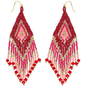 ต่างหูมีสไตล์สำหรับผู้หญิงที่มีดีไซน์ลูกปัดแก้ว100% แบบแฮนด์เมดพร้อมลวดลายที่น่าสนใจเหมาะสำหรับใส่ในสำนักงานหรืองานปาร์ตี้ - Product Image 5