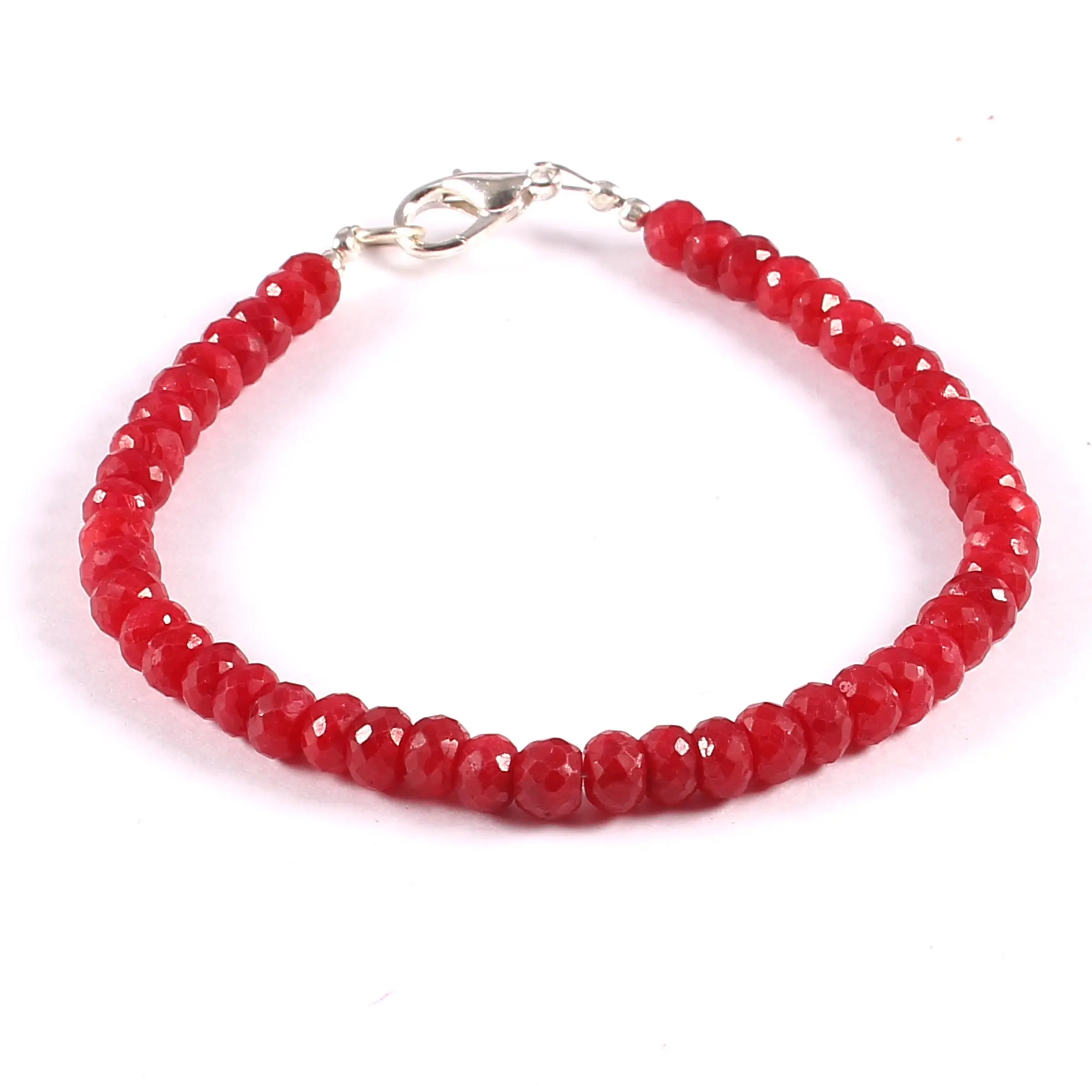 Cuentas facetadas de zafiro y rubí rojo, pulsera de piedras preciosas de zafiro Rondelle para pulsera