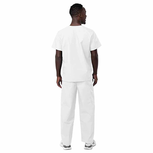 Ensemble de gommage expert de la meilleure qualité pour hommes, haut à col en V de couleur blanche et pantalon de gommage à cordon conique - Product Image 2