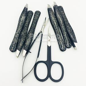 Juego de 4 pinzas para cejas de acero inoxidable de alta calidad con 2 tijeras diferentes para cutículas de cejas y tijeras de resorte para pestañas - Product Image 3