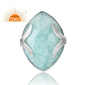 Anillo de Plata de Ley 925 con amazonita natural, joyería personalizada - Product Image 3