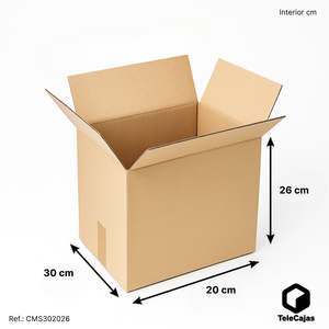 Caja de Cartón Corrugado Marrón Robusta de 30x20x26 cm, Sin Tapas, Materiales Reciclados para Envío de Calcetines por Correo - Product Image 3