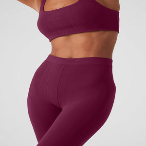 Pantalon de yoga taille haute de qualité supérieure pour femmes, vêtements de sport moulants à la mode, tricoté et respirant, design personnalisé - Product Image 4