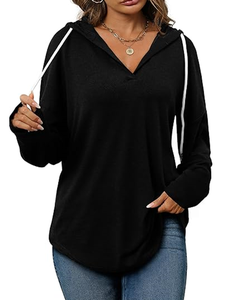 เสื้อมีฮู้ดแฟชั่นสำหรับผู้หญิงเสื้อสเวตเตอร์แขนยาวแบบสวมหัวทรงหลวมไซส์ใหญ่พิเศษ - Product Image 4