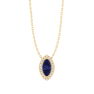 สร้อยคอเงินแท้ชุบทองคำขาว ประดับด้วยจี้พลอยแทนซาไนต์ทรงมาร์ควิส ความยาว 18 นิ้ว กว้าง 8.0 มม. - Product Image 2