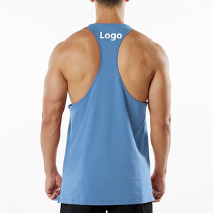 Custom O-Neck Workout Tank Top for Men Plus Size Knitted Fitness Wear <b>Bleach</b> Wash Men's Muscle Tank Top Activewear - Product Image 5