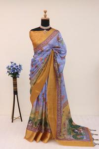 Saree traditionnel indien de créateur à séquence lourde Vêtements en chinon de haute qualité pour adultes pour mariages et fêtes - Product Image 4