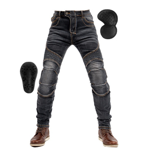 D-Ride Moto CE-aprobado de color oscuro de secado rápido transpirable mezcla de poliéster/algodón protector Biker Jeans extraíble rodilla cadera Armadura - Product Image 1