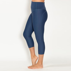Legging de Yoga Capri pour femmes, taille haute, Sexy, décontracté, en Polyester et Spandex, personnalisé, de qualité supérieure, bleu marine, nouvelle collection - Product Image 2