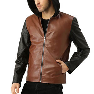 Sweat à capuche en cuir d'hiver élégant pour homme avec capuche réglable, design écologique et léger, sensation de luxe, confortable à porter - Product Image 1