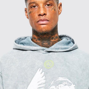 Custom <b>Hoodies</b> <b>Oversized</b> Cotton Blended Custom <b>Hoodies</b> Latest Dove Graphic Acid Wash Breathable Design Factory Price Basics - Product Image 5