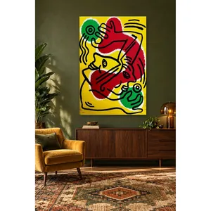 Impression sur toile Fida Keith Haring Faces Spirales Rouges et Vertes - Product Image 5