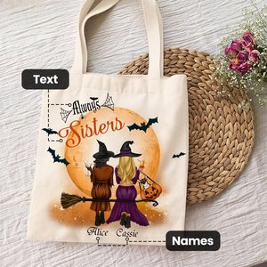 Personalized Halloween Always Sisters Canvas <b>Bag</b> Fashionable and Vintage Reusable Polyester Lining for Winter and <b>Summer</b> - Product Image 6