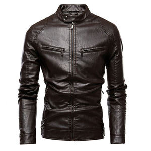 Veste coupe-vent tendance décontractée d'hiver en cuir de vachette durable imperméable à l'eau, motif brodé de lettres - Product Image 5