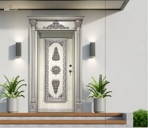 ABSDOOR YAREN Puerta de entrada interior de acero inoxidable de lujo Aislamiento térmico y acústico Entrada de Villa de apartamento chapada de PVC duradero - Product Image 3