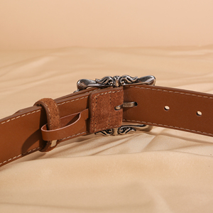 Ceinture décontractée en cuir véritable pour hommes à carreaux transfrontaliers avec boucle automatique Ceinture polyvalente en cuir de vachette - Product Image 3