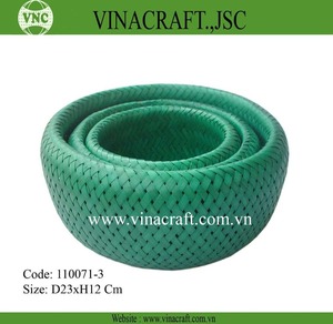 Handmade Bamboo Storage Basket 100% Natural Foldable <b>Circle</b> Shape Kitchen Organizing <b>Tray</b> Ready to Ship - Product Image 5