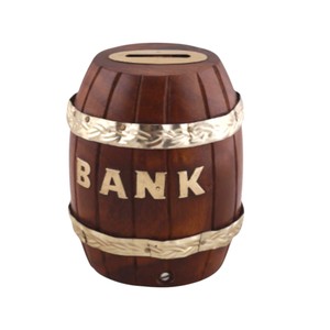 Clé de verrouillage de boîte d'épargne compacte en forme de baril de tirelire en bois marron de haute qualité pour le stockage d'argent rustique-pour la maison - Product Image 6