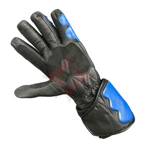 Guantes de Motociclismo Deportivos Unisex de Cuero Genuino Azul Premium Reflectantes para Motociclistas Urbanos - Product Image 6