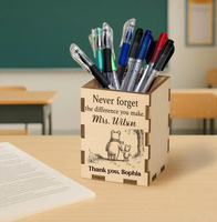 Organisateur de stylos en bois personnalisé 3,7x5,5 pouces, design moderne et simple, marque Delarchi, décoration de bureau, cadeau significatif imprimé au laser