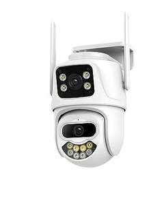 Pantalla dual y lente dual <span class=keywords><strong>Wifi</strong></span> Survalance Cámara Color Visión nocturna Ai Seguimiento automático Nube Cámara de seguridad inalámbrica para exteriores - Product Image 1