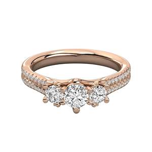 Alliance de mariage à trois pierres en diamant taille ronde - Product Image 1