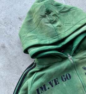 Industrie rapide 100% coton 500GSM surdimensionné Double survêtement à capuche avec impression numérique à faible quantité minimale de commande et Style de détresse expédition rapide - Product Image 4