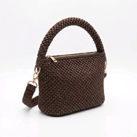 Sac fourre-tout mini pour femme en raphia tressé avec doublure en coton, détail nœud et fermeture éclair, idéal pour la plage, les voyages et l'usage quotidien