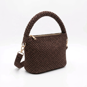 Woven Raffia Cotton Lining Bow Detail Mini Women's Crossbody <b>Tote</b> <b>Bag</b> with Zipper Closure <b>for</b> <b>Beach</b> Travel & Daily Use - Product Image 3