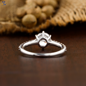 1.192 TDW ronde taille brillant bague en diamant 18k or blanc pavé réglage Cvd/Hpht diamant laboratoire pierre bijoux - Product Image 4