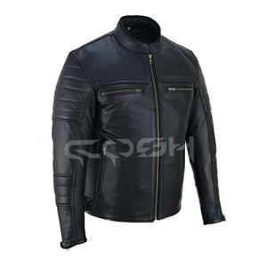 Chaqueta de Motociclista de Cuero Acolchada de Alta Calidad al por Mayor con Cuello Alto y Bolsillos con Cremallera - Product Image 1