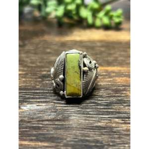 Navajo Handmade Royston <b>Turquoise</b> Sterling Silver Cluster <b>Ring</b> Size 7.25 - Product Image 1