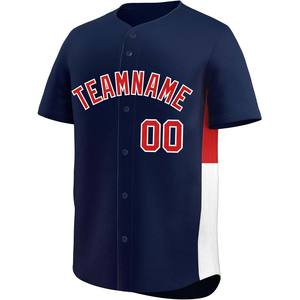 Jersey de béisbol Rendimiento personalizado Ajuste Botón completo Equipo Uniforme Camisa de softbol Bordado Tackle Sarga Número Dry Mesh EE. UU. - Product Image 3