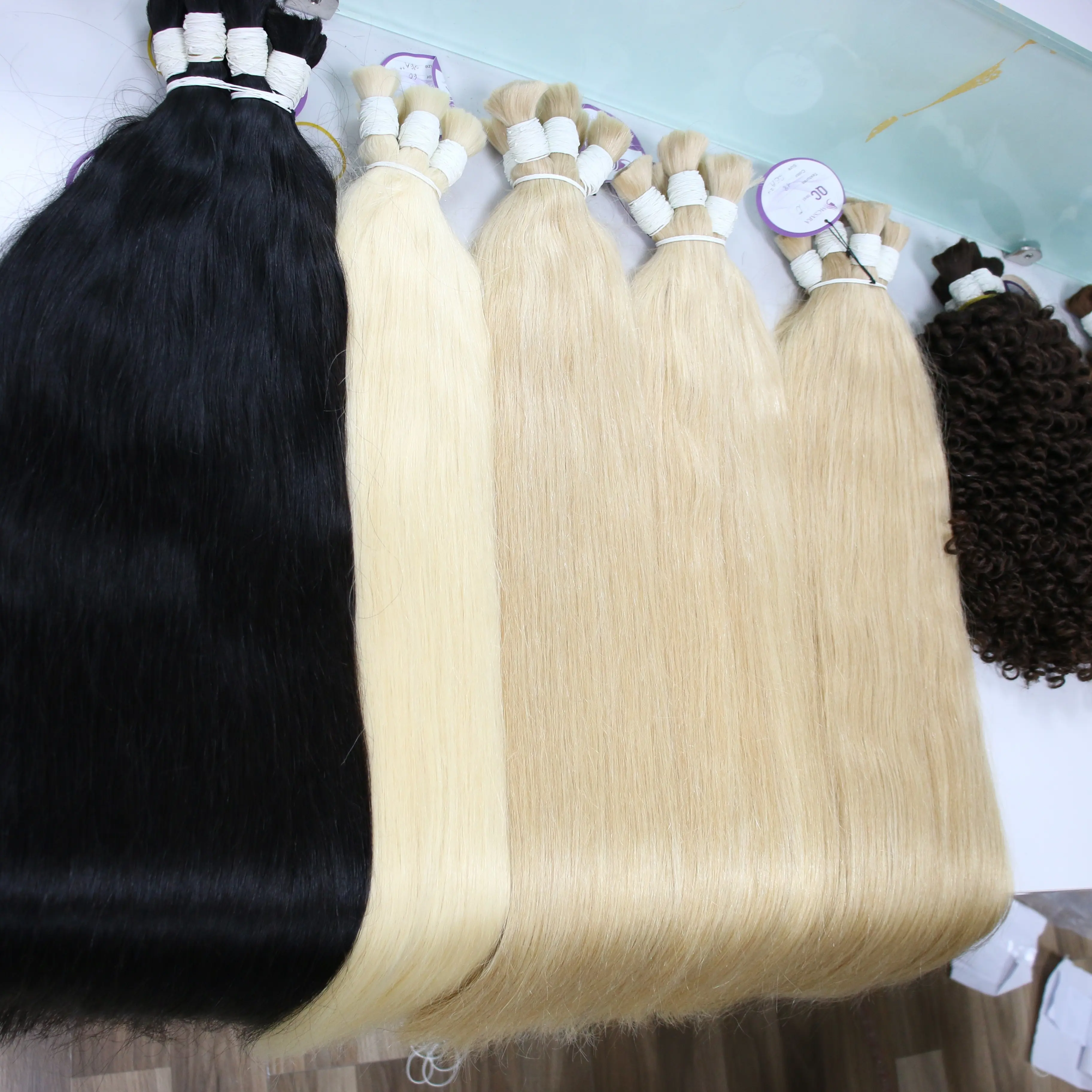 Wholesale price Remy Double drawn Vietnamese, Bulk hair extension, body wavy, brown color