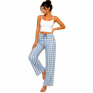 Conjunto de Pijama de Viscosa Satinada para Mujer, Pierna Ancha, Cintura Elástica, Transpirable, con Logotipo Frontal, Hecho en Turquía, Ropa de Dormir Personalizada, Venta al Por Mayor OEM - Product Image 1