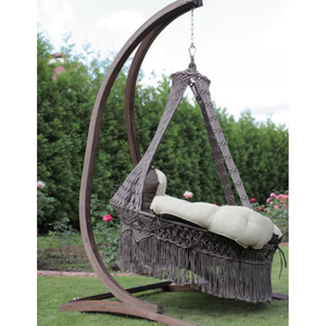 Silla Colgante de Macramé de Madera Maciza, Silla Hamaca Bohemia para Jardín - Product Image 3