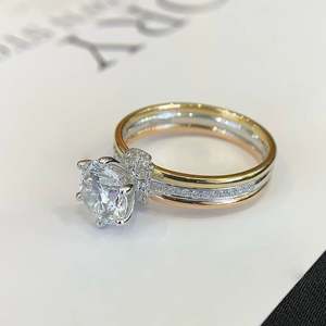 1.70tcw IGI Certified Round Lab <b>Diamond</b> <b>Ring</b> Yellow Gold Band with White Gold Prongs - Product Image 5