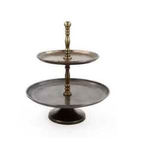 Soporte para Pastel de 2 Niveles de Aluminio Chapado en Oro de Lujo, Decoración Ecológica para Mesa en Bodas y Fiestas de Cumpleaños, Herramientas para Pasteles - Product Image 1