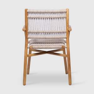 Chaise de salle à manger Verano en teck massif de haute qualité avec corde tressée, idéale pour l'intérieur et l'extérieur - Product Image 2