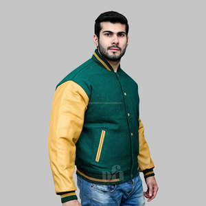 2025 Top Trending Custom Men's Varsity Jacket Manga larga de cuero con flocado Transpirable Lana Denim Chaquetas de invierno al por mayor - Product Image 2