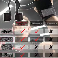 Sangles de poignet et poignées de traction en néoprène haute qualité et résistantes avec crochet pour la musculation et les entraînements en salle de sport