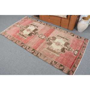 Vintage Rug, 0.3x6.2 ft <b>Runner</b> Rug, <b>Red</b> Brown Wool Rug - Product Image 4
