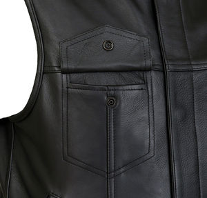 Gilet en cuir respirant coupe-vent pour homme de haute qualité, design personnalisé, logo privé, prix bas, toutes tailles, aspect vieilli, motard - Product Image 3