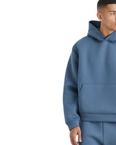 Conjunto Deportivo de Sudadera con Capucha y Pantalones de Chándal Ajustados de Felpa Azul Acero para Hombre, Ropa Deportiva de Invierno para Gimnasio - Product Image 3