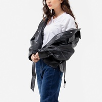 Nouvelle veste en cuir de mouton pour femme 2026, matelassée, coupe moderne avec intérieur chaud, style zippé élégant, noire